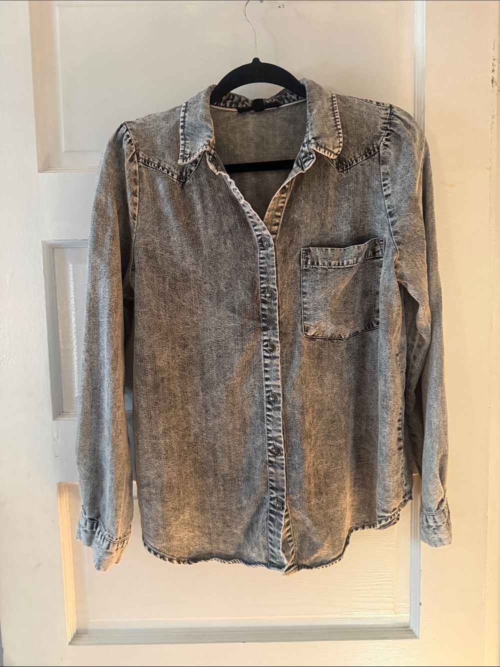 Jane and Delancey Grey Acid-Wash Denim Shirt